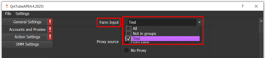 farm input - choose group - youtube auto tool