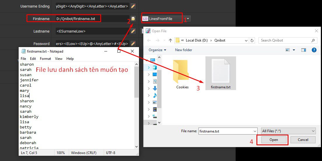 Dẫn file lưu tên - Phần mềm tạo acc Tiktok