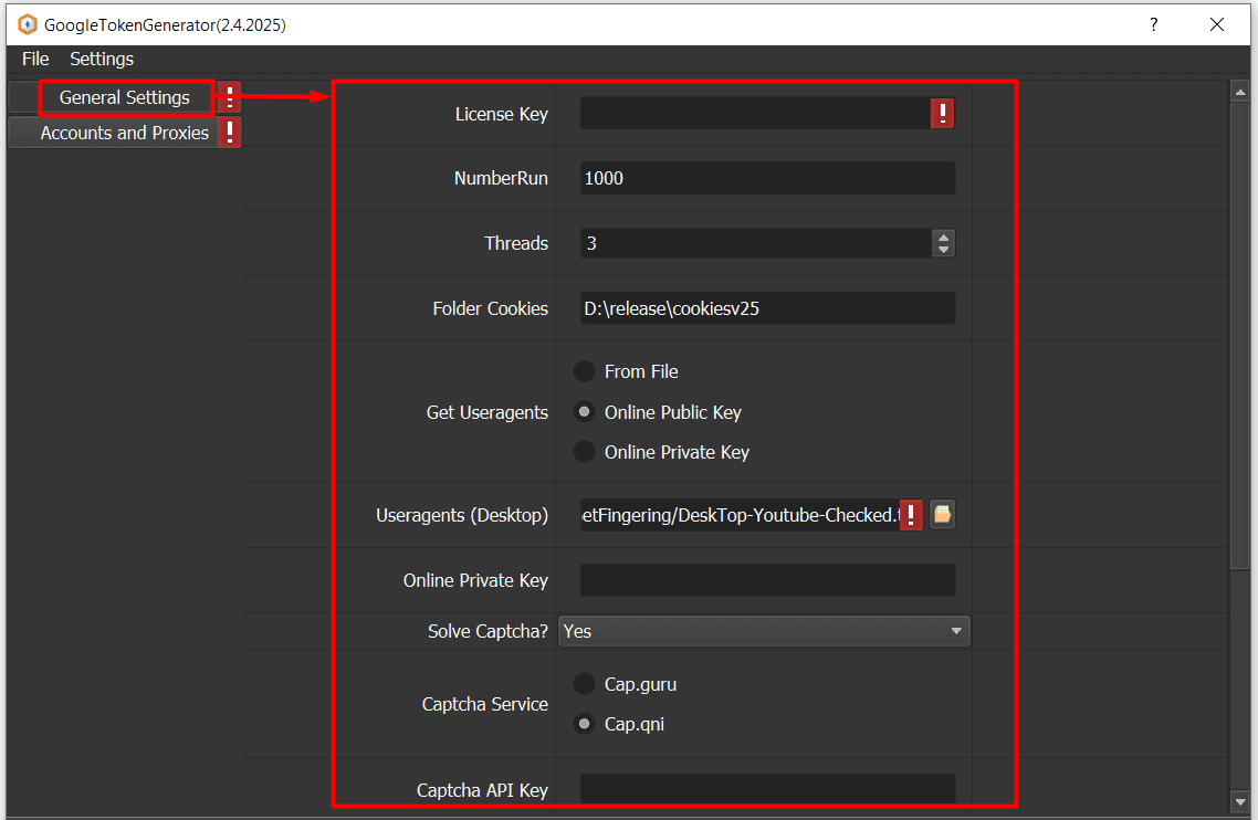 general settings - Generate Refresh Token for YouTube