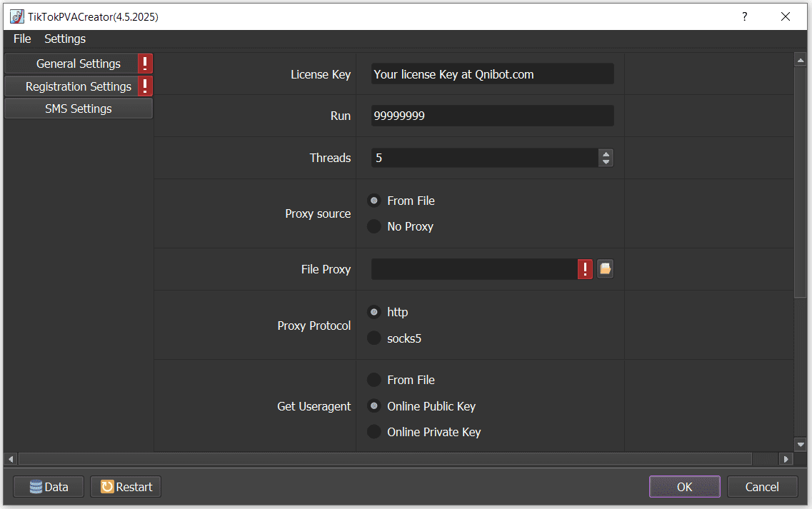 interface - tiktok account generator