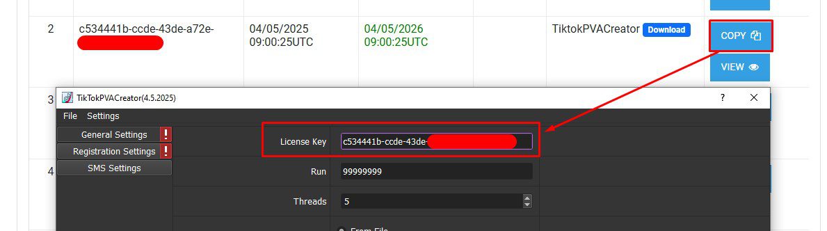 License Key - Phần mềm tạo Tiktok