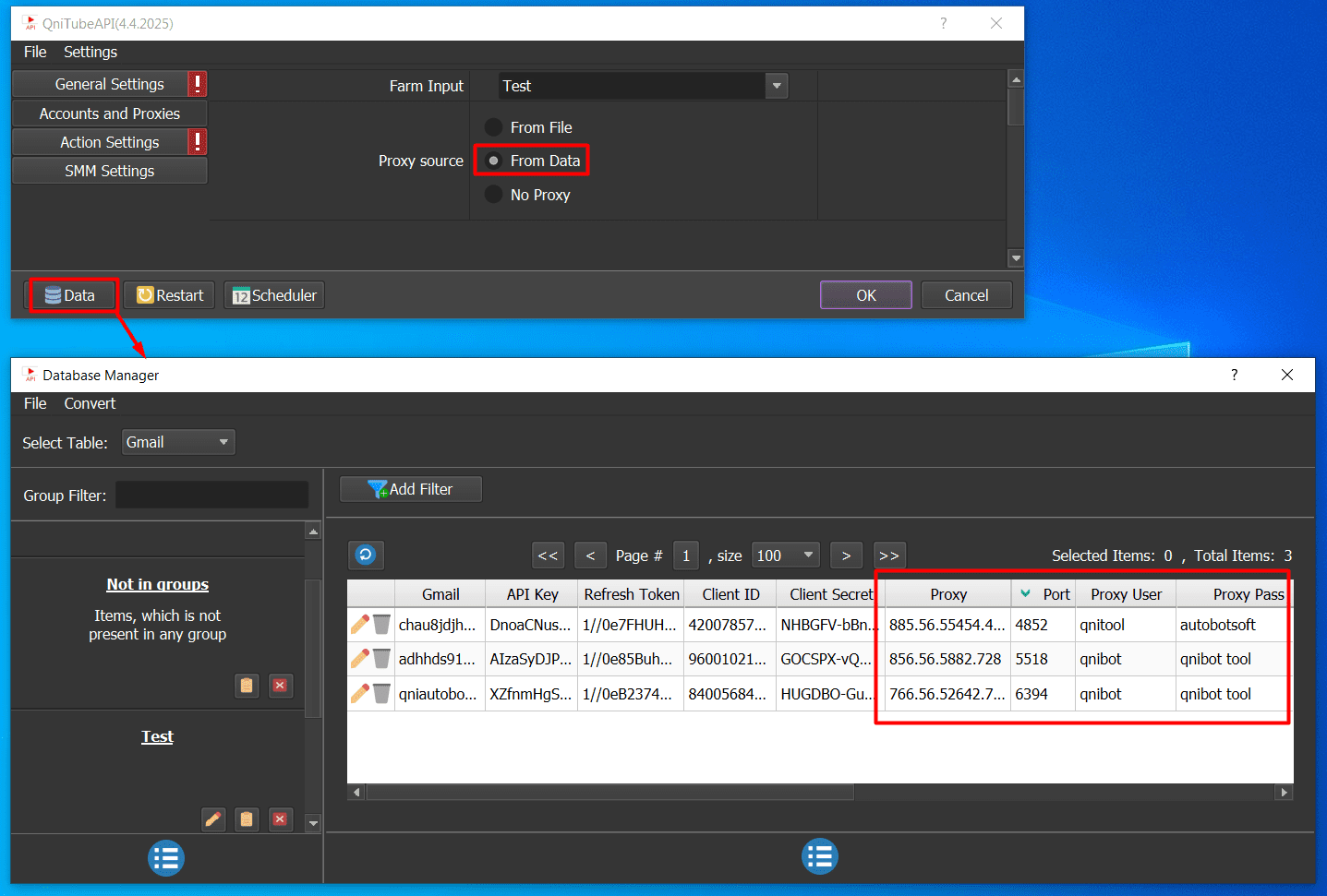 proxy source - from data - youtube auto tool