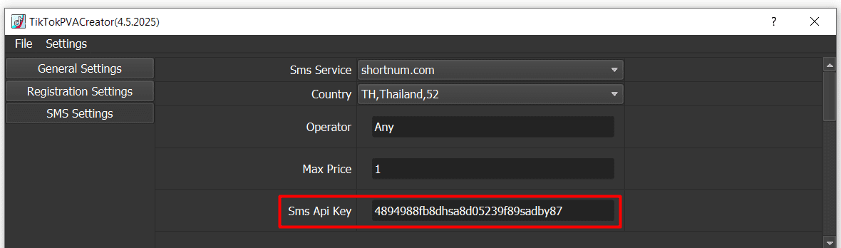 sms api key - tiktok account creator