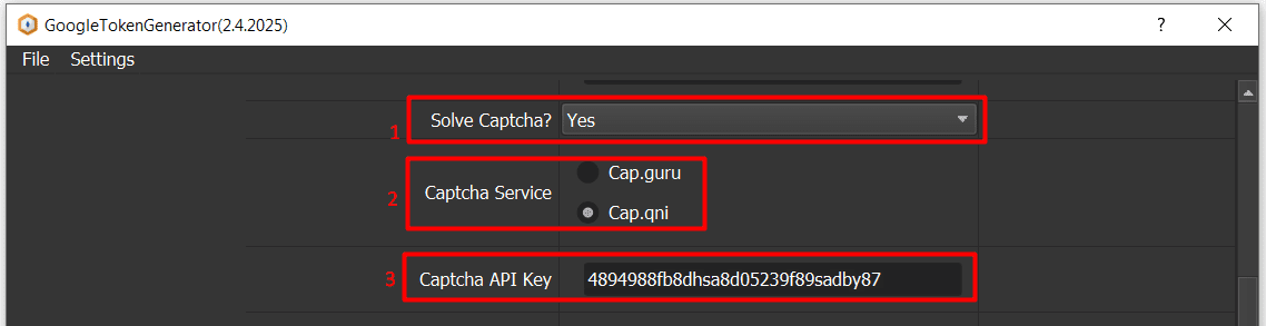 solve captcha  - Generate Google API client ID