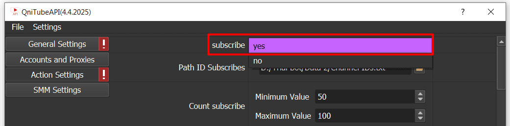 subscribe - yes - YouTube API Bot