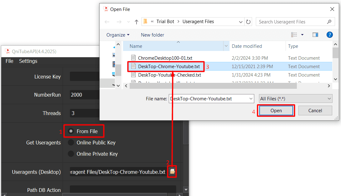 get useragent - from file - youtube software
