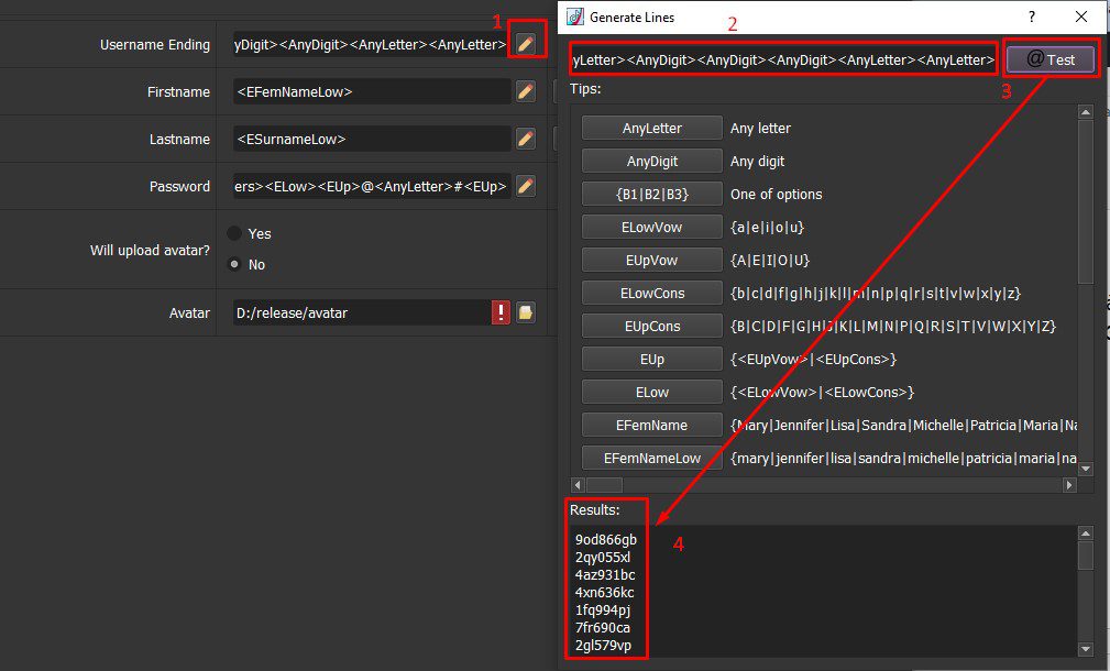 Cài đặt username ending - Tool tạo acc Tiktok