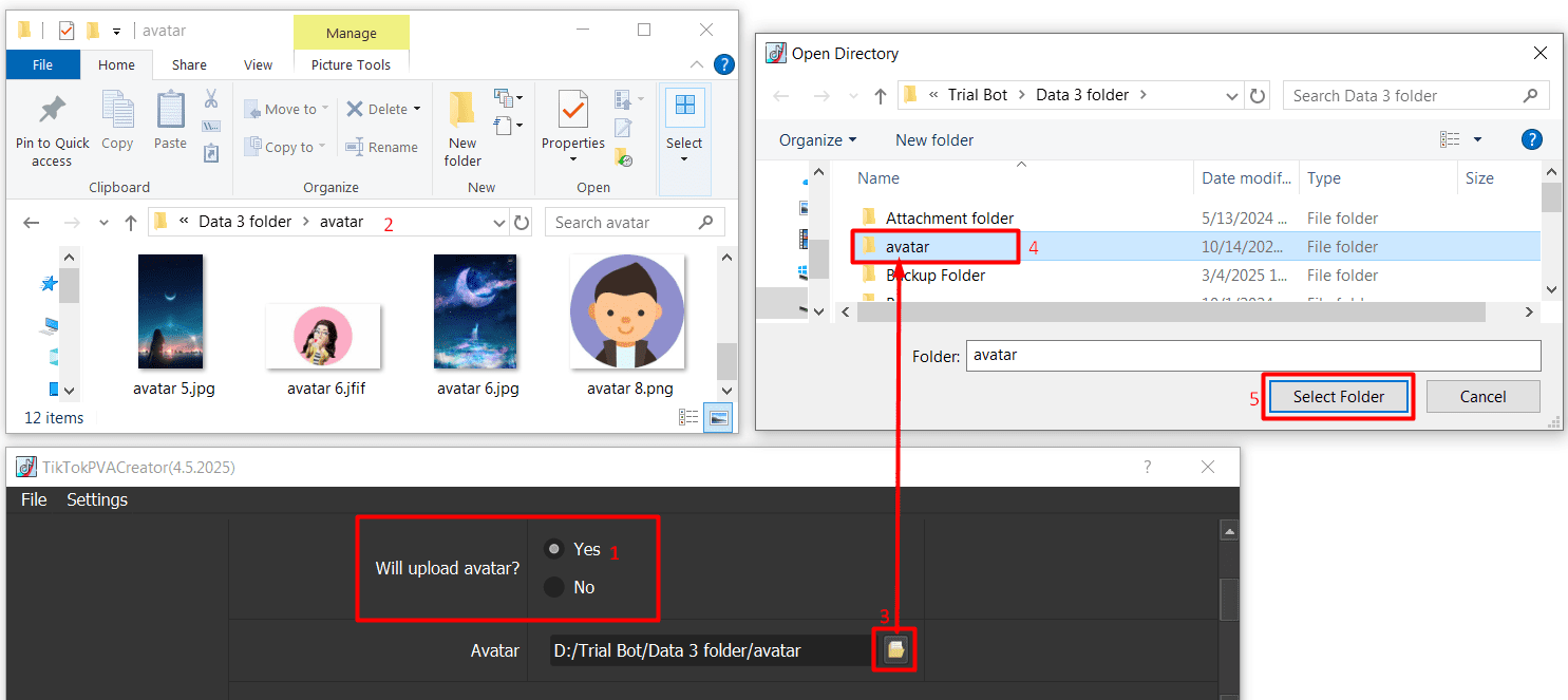 will upload avatar - yes - tiktok bot