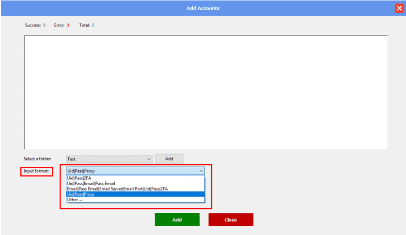 Chọn data proxy trong phần mềm auto Threads