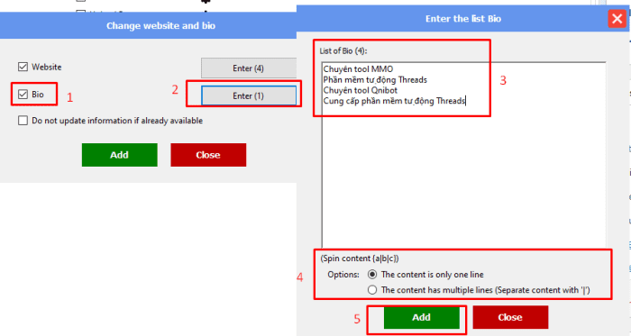 Cập nhật bio phần mềm tự động Threads