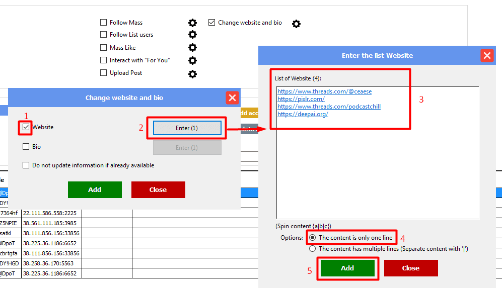 change website - 1 line - Threads automation software