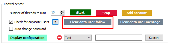 clear data user follow - Threads automation software