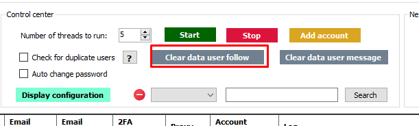 Xóa các user đã follow trong phần mềm tự động Threads