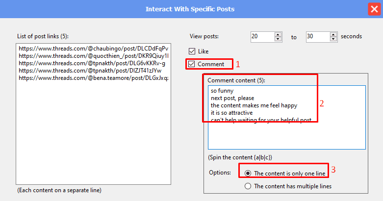 Comment - Tool auto Threads