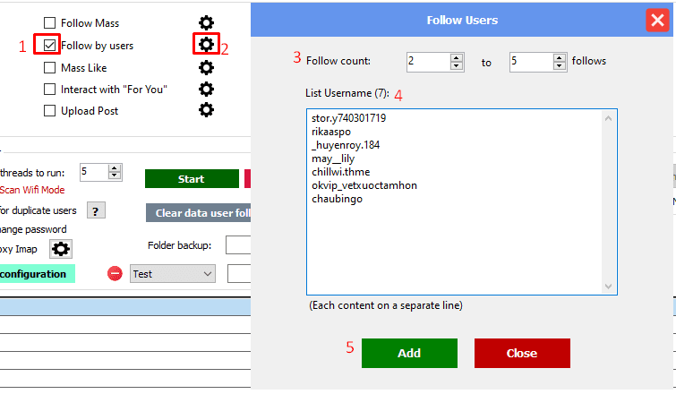 Follow by user - Tool auto Threads