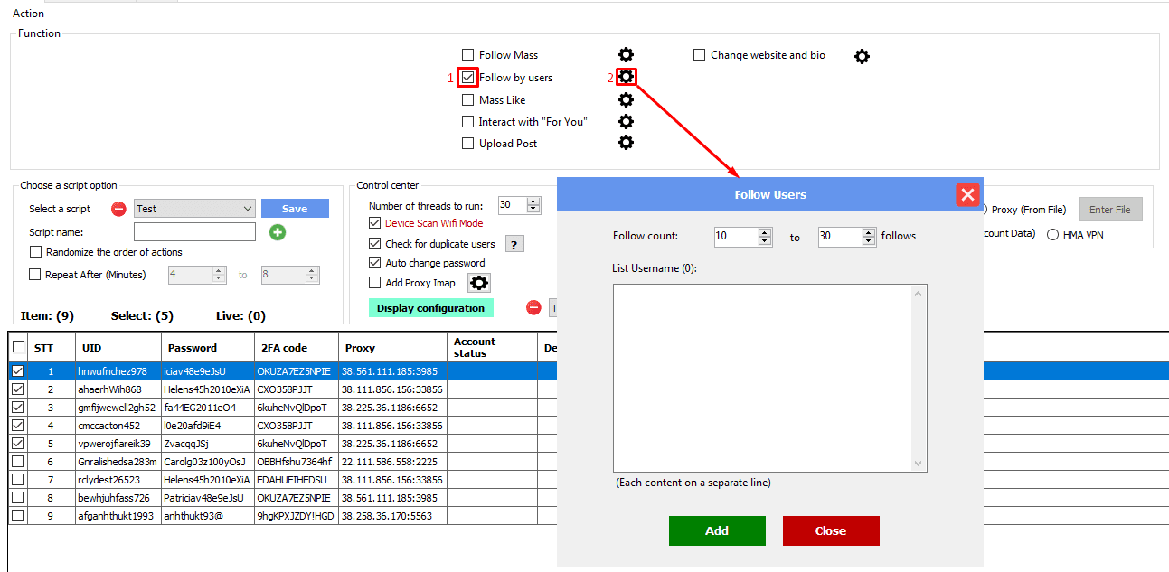 follow list users - function - threads software