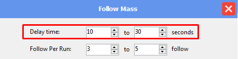 follow mass - delay time - Threads auto tool