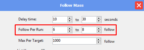 follow mass - follow per run - Threads auto tool