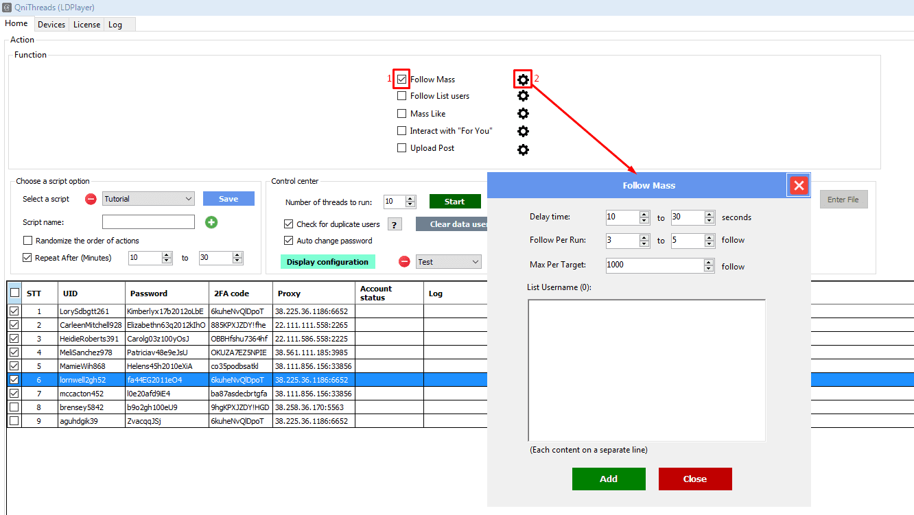follow mass - function - Threads auto tool