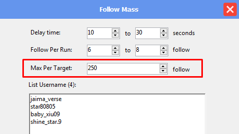 follow mass - max per target - Threads auto tool