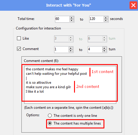 interact with for you feed - comment content - many likes- threads software