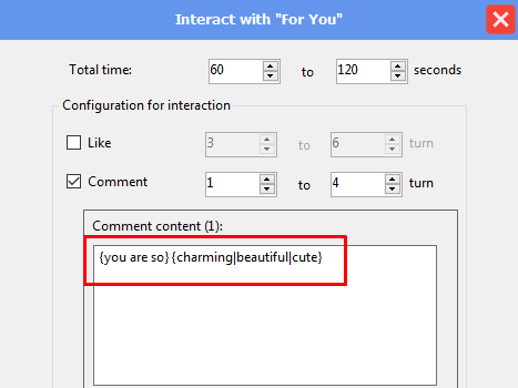 interact with for you feed - comment content - spintax - threads software