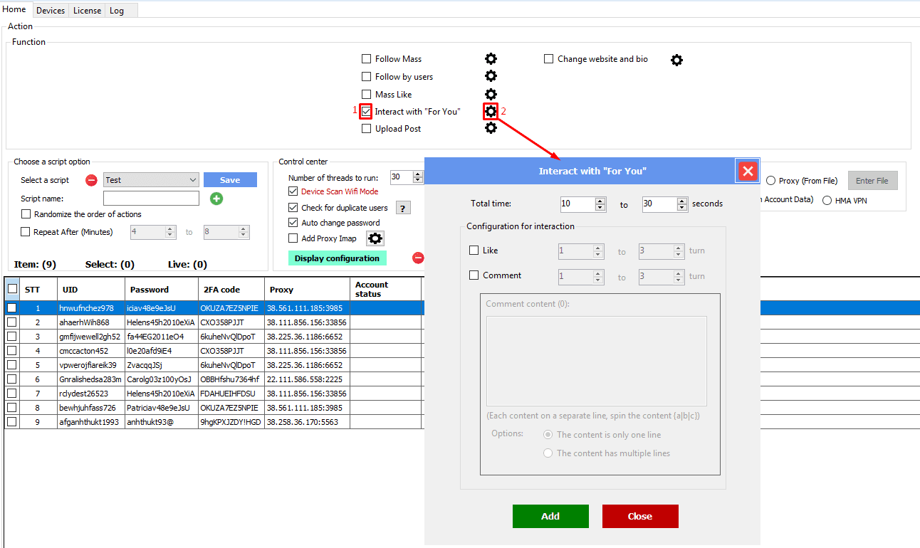 interact with for you feed - function - threads software