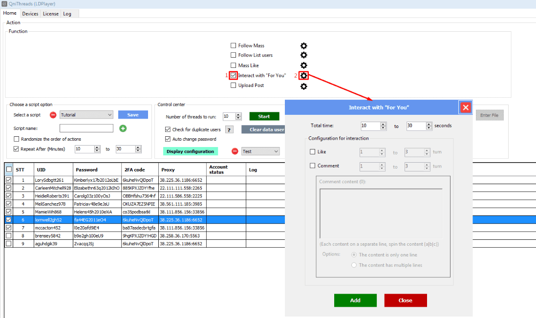 Interact with for you - Phần mềm auto Threads