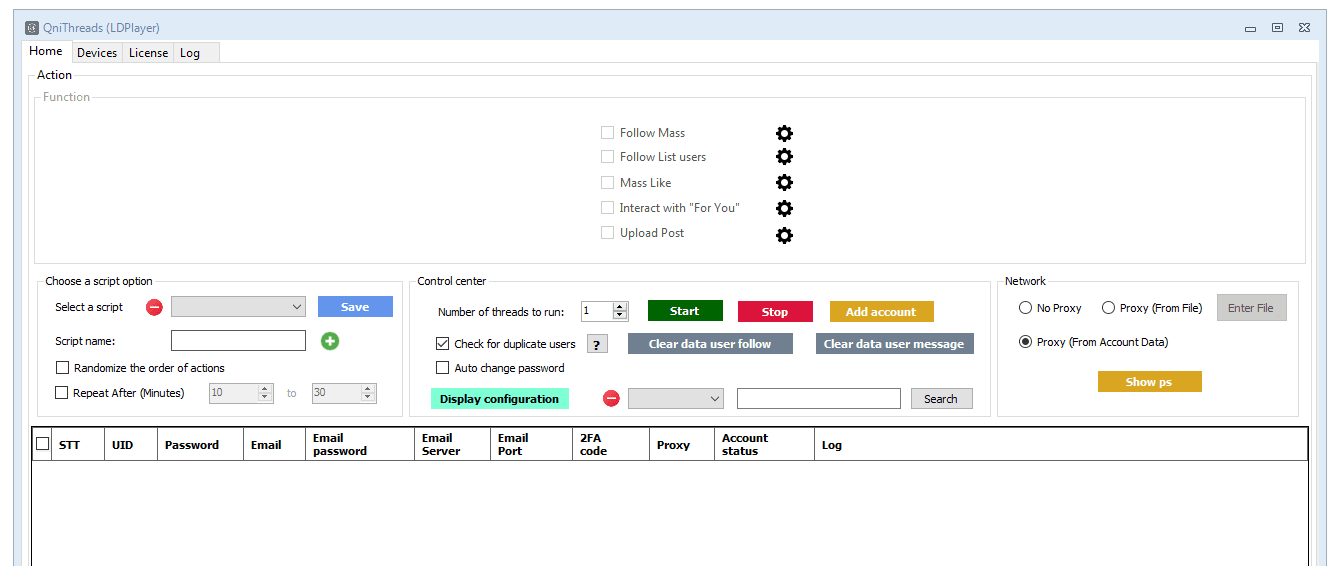 interface- Threads automation software