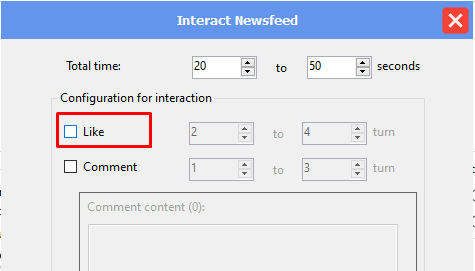 Không like trong phần mềm auto Threads