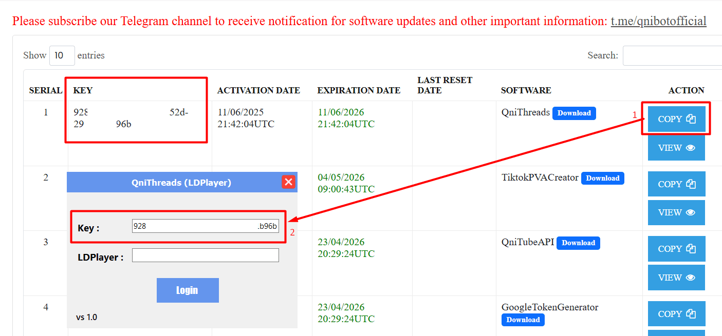 license key - Threads automation software