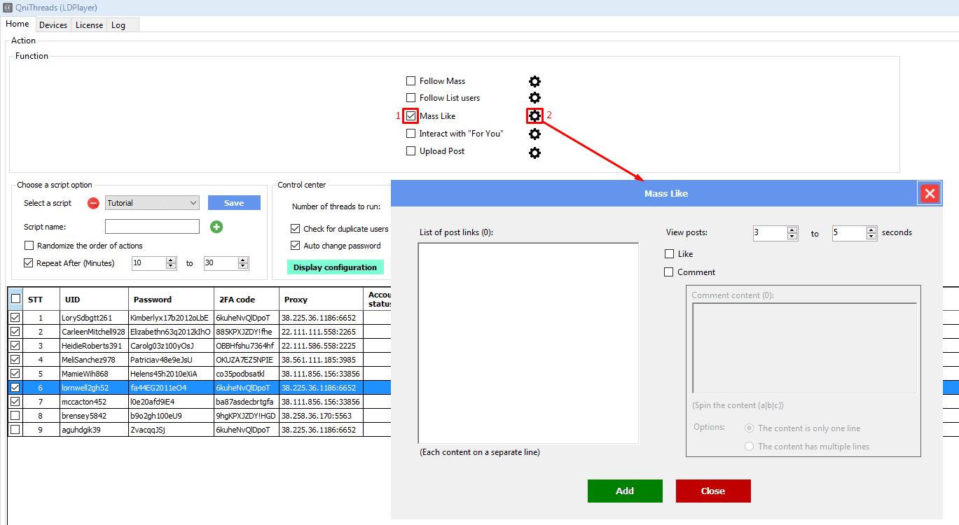 mass like - function  - Threads auto tool