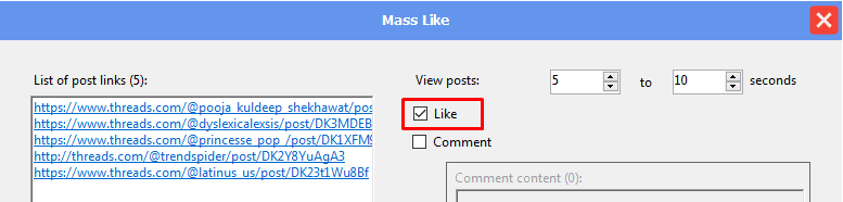 Tăng like Threads trong phần mềm auto Threads