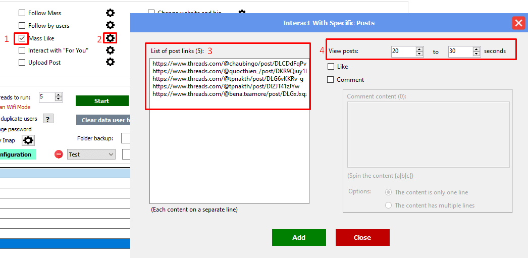Mass follow - Tool auto Threads