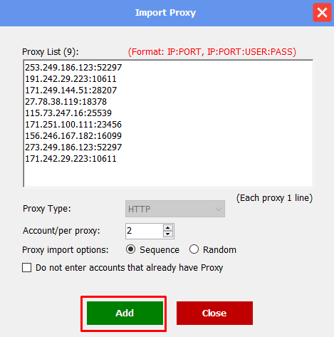 proxy from file - click Add - Threads bot