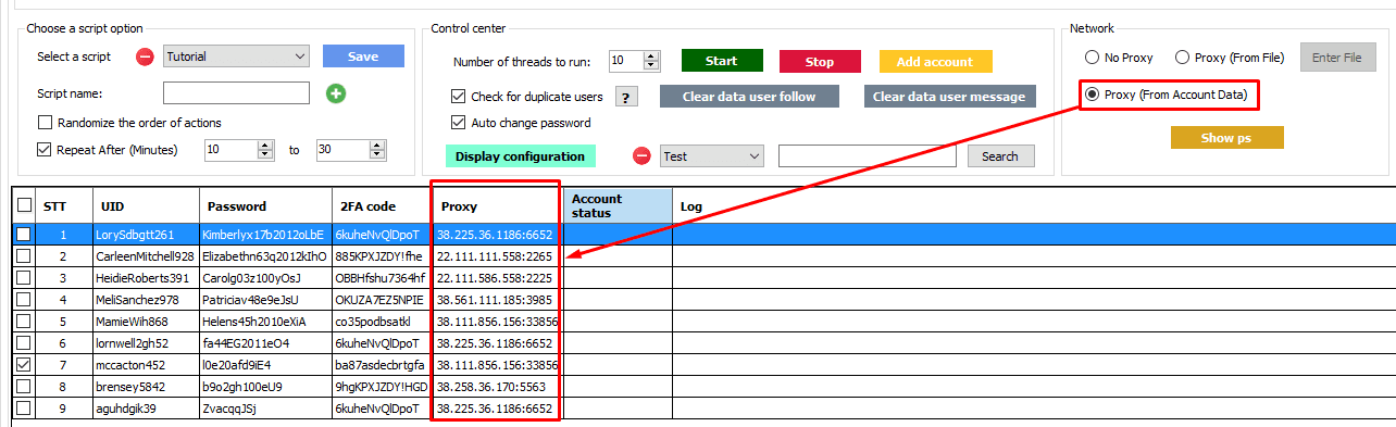 Use proxy from data - Threads auto tool