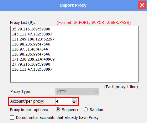 proxy from file - account per proxy - threads auto tool