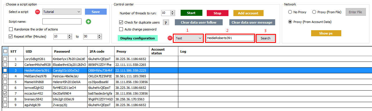 search accounts - Threads automation software