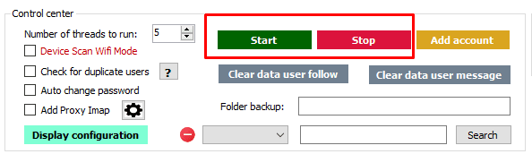Start và Stop - Tool auto Threads