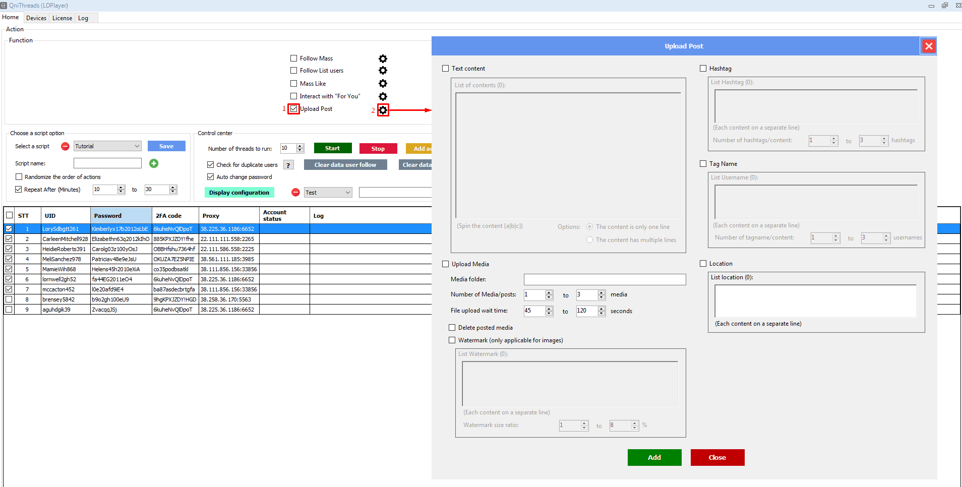 upload post - function - Threads auto bot