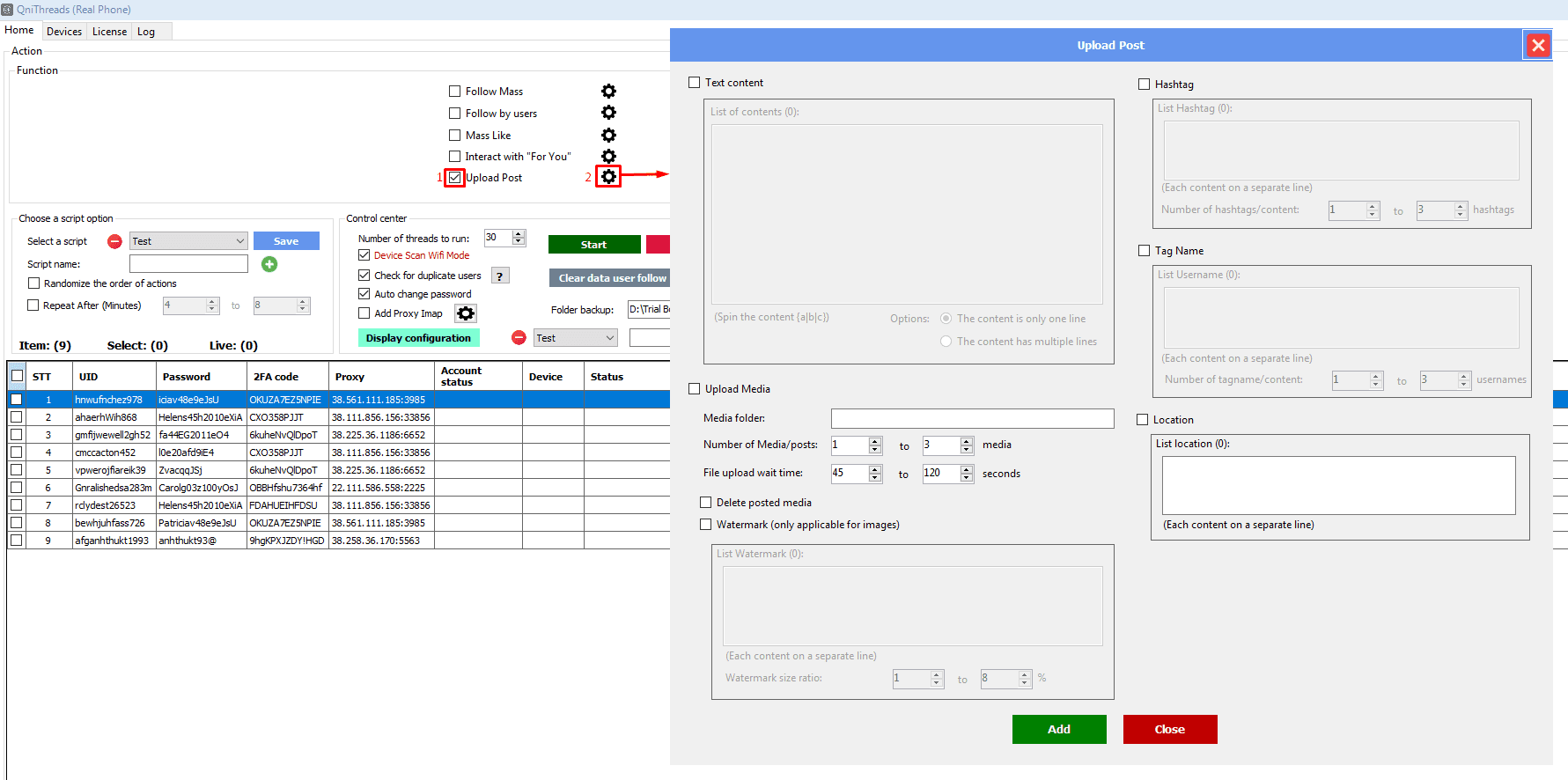 upload post - function - threads automation bot