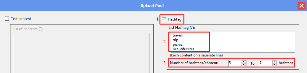upload post - hashtags - threads automation bot