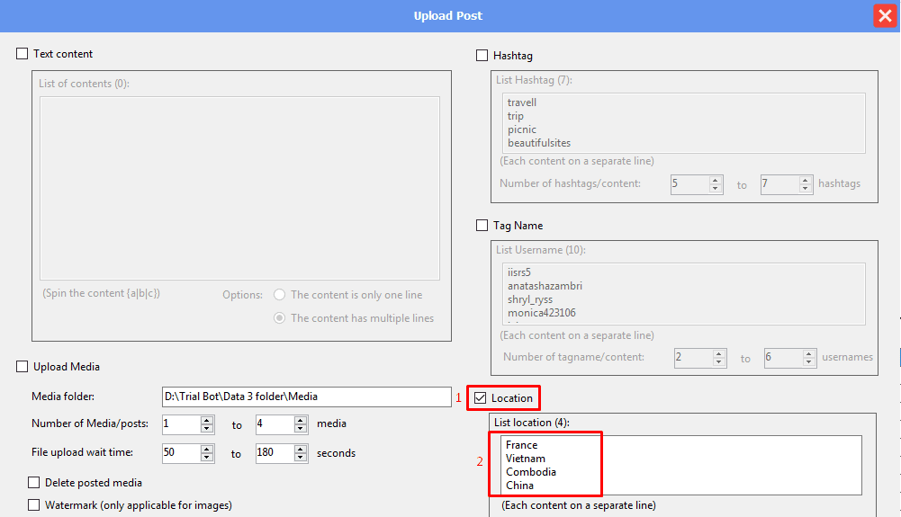 upload post - location - threads automation bot