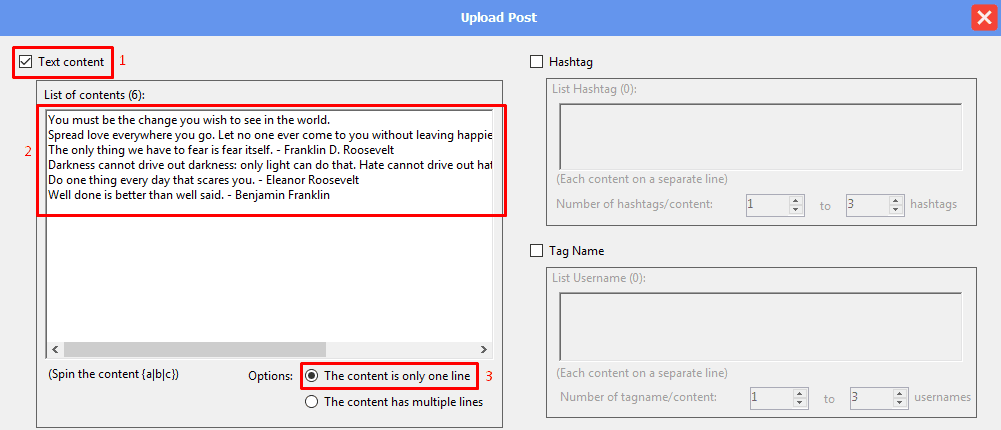 upload post  -  text content - 1 line - Threads auto bot
