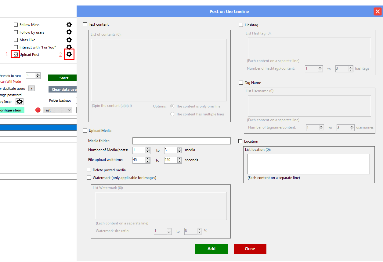 Upload post - Tool auto Threads