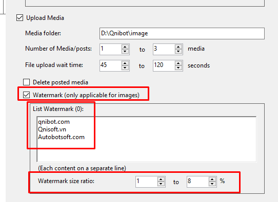 Cài đặt watermark - Phần mềm auto Threads