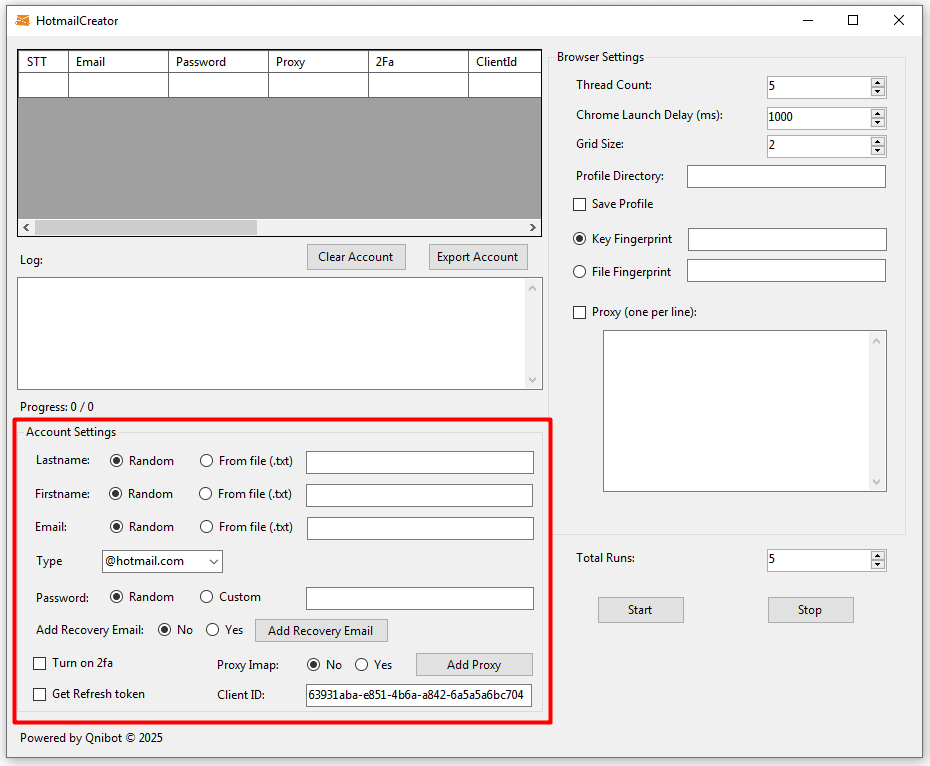 account settings - outlook account creator