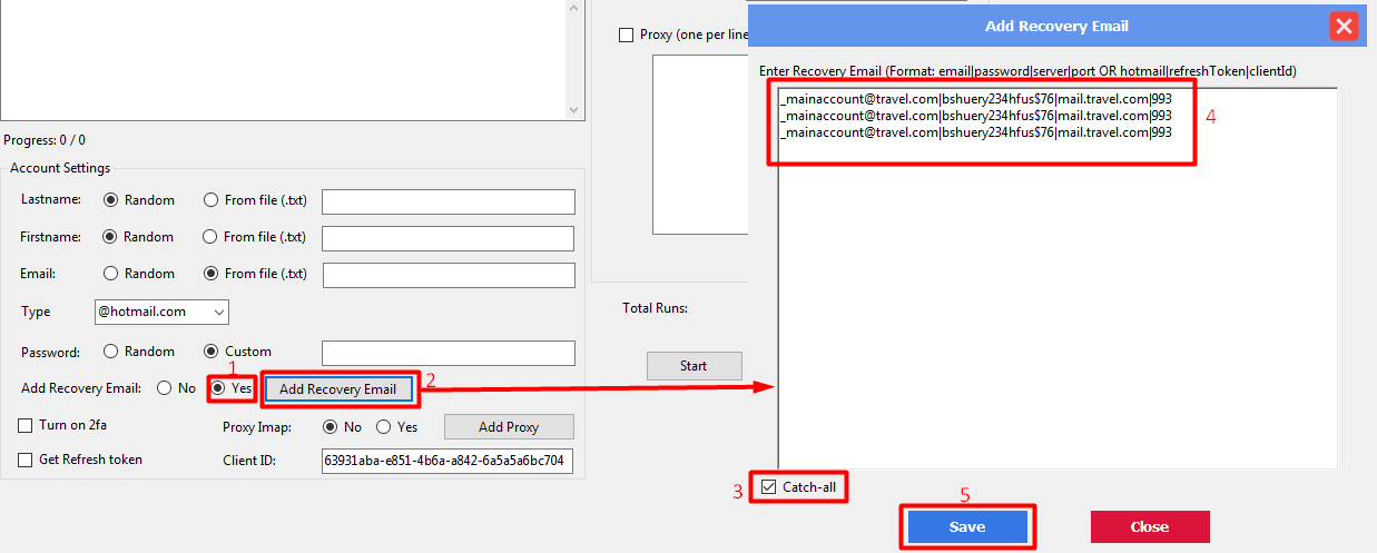 add recovery email - yes - catch-all email - outlook account creator