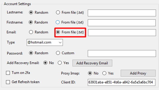 email- from file - hotmail account creator