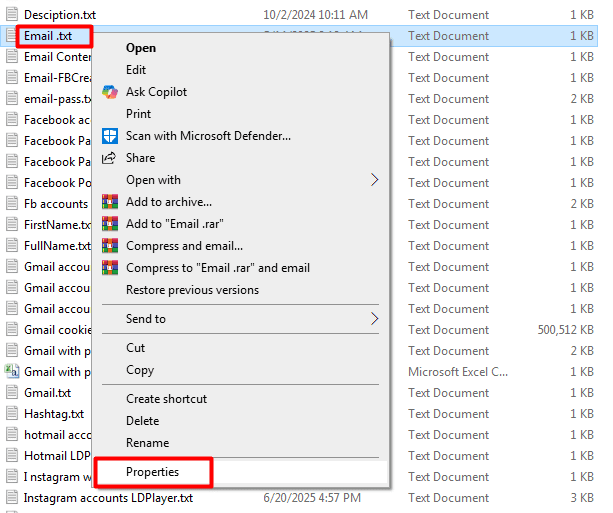 email- from file - properties - hotmail account creator